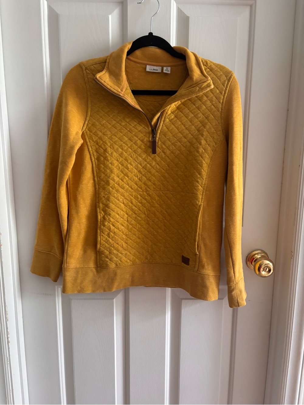 L.L.Bean Women's Quilted Quarter-Zip Pullover in Golden Yellow